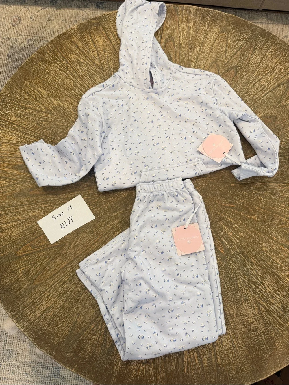 LoveShackFancy x Target Light Blue Floral Hoodie & Jogger Set